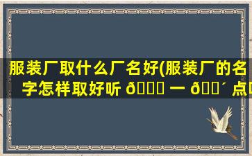 服装厂取什么厂名好(服装厂的名字怎样取好听 💐 一 🐴 点呢)